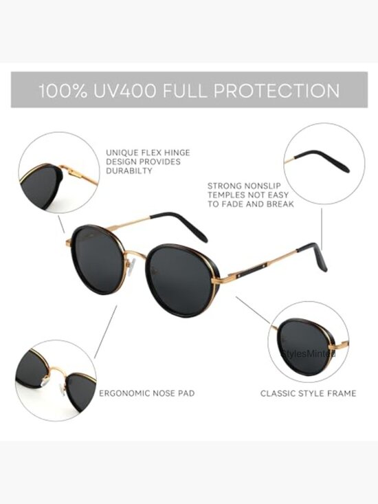 Retro Round Polarized Steampunk Sunglasses UV400 Metal Frame Unisex main image 6